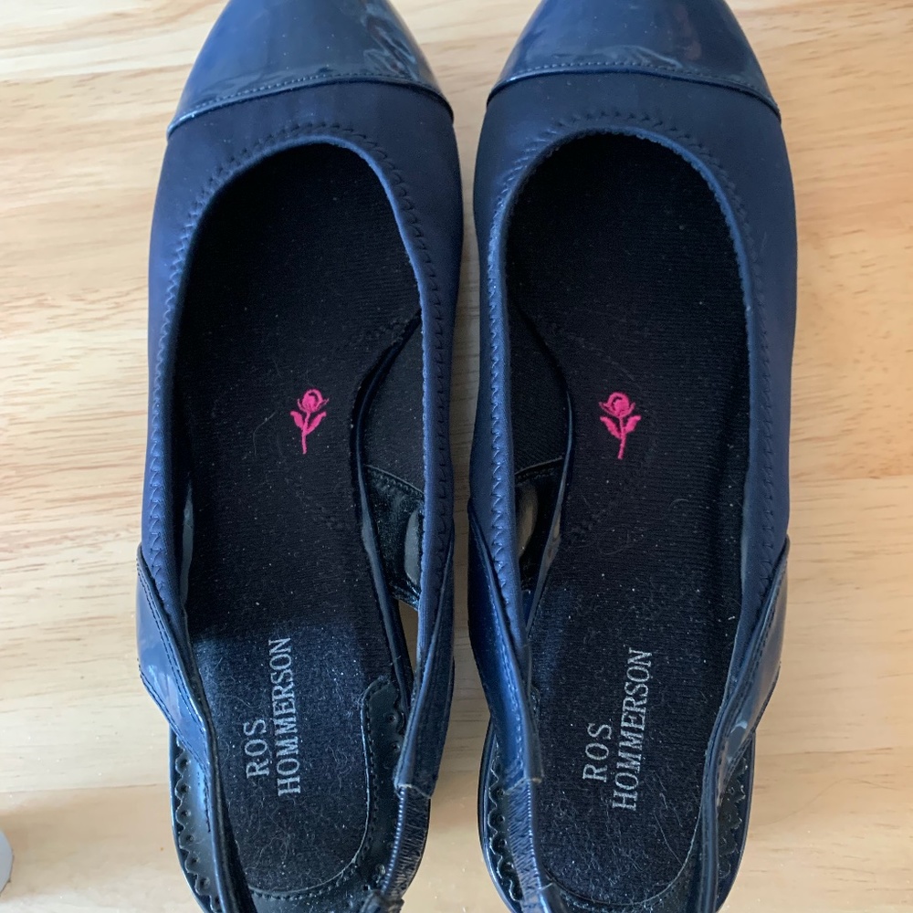 Ros Hommerson Navy Blue Sling Back Wedge Heel Shoe Size 8 1/2 $27